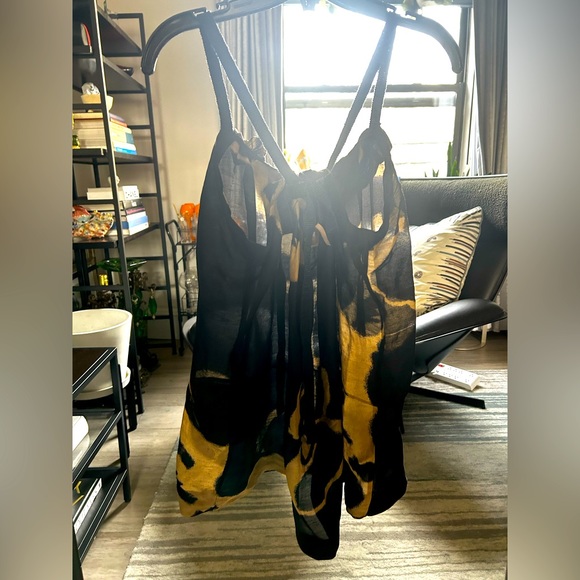 Black/Tan Max Azria Spring 2007 runway tank top with frill neckline detail - Picture 2 of 7